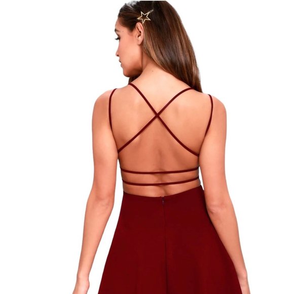 Lulus Believe in Love Strappy Back Skater Dress M NWT - Picture 3 of 11